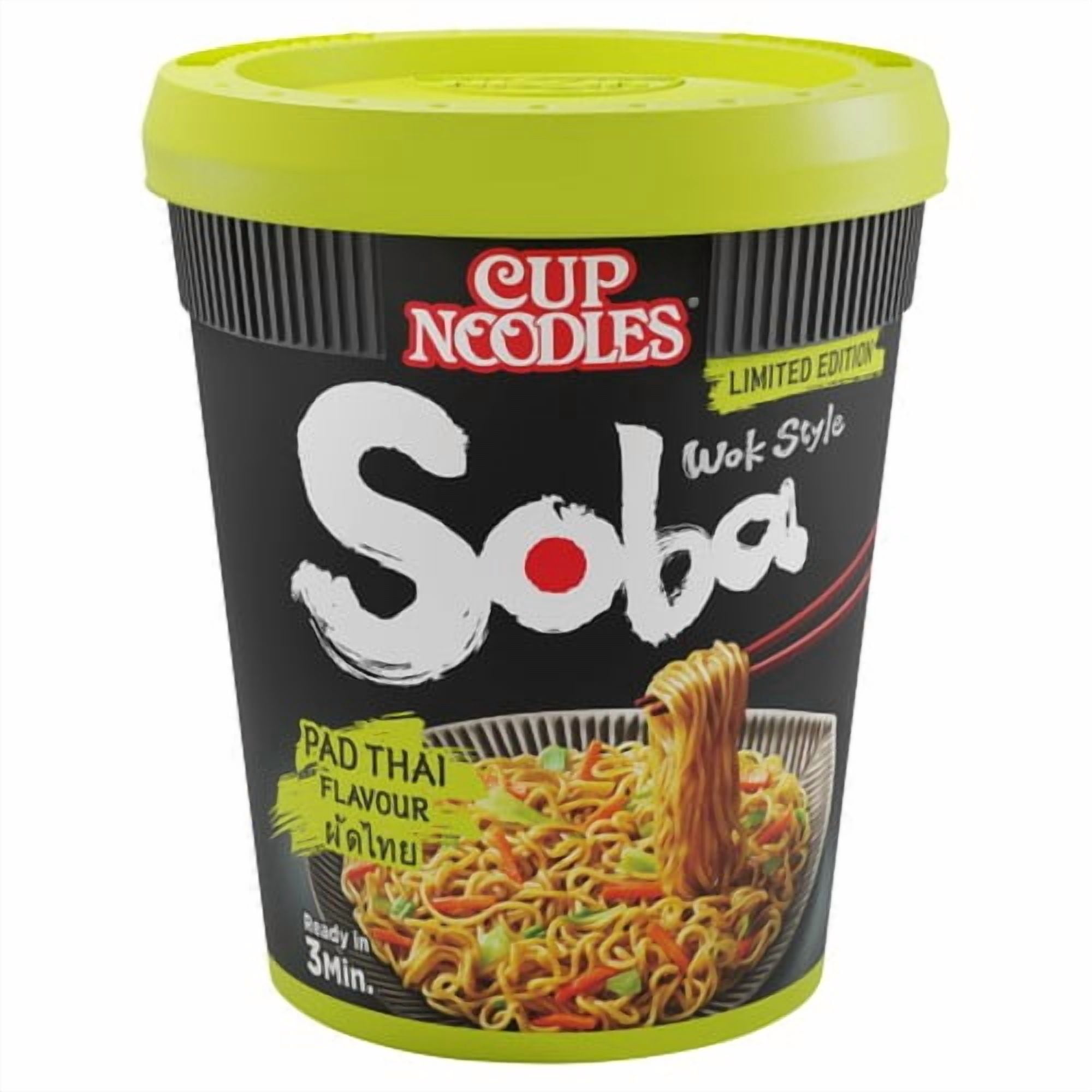 Nissin Soba Pad Thai Instant Wok Style Noodles Pot 90g, British Import (Pack of 3)