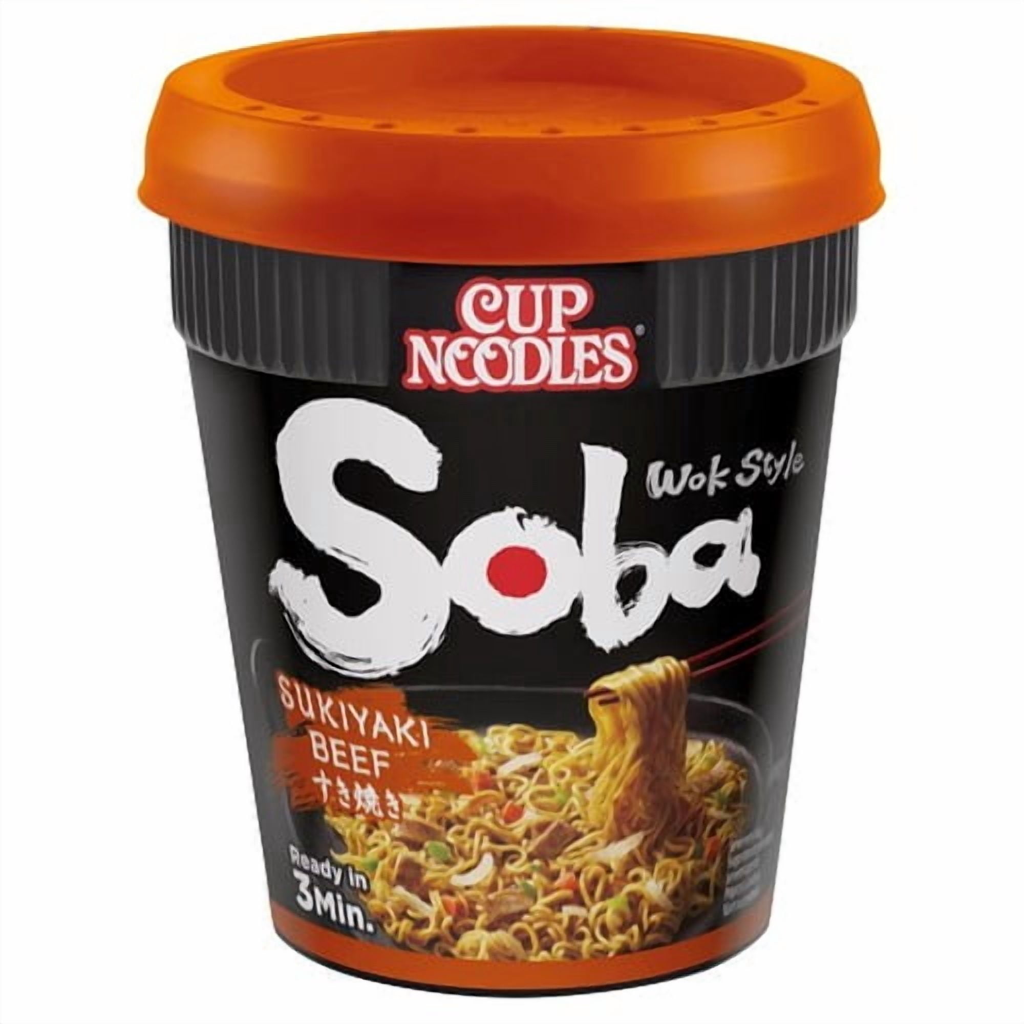 Nissin Soba Sukiyaki Beef Instant Noodles Pot 89g, British Import (Pack of 3)