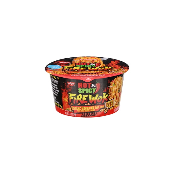 Nissin, Stir Fry Asian Noodle in Sauce Volcanic Mongolian Beef (Pack of 6)