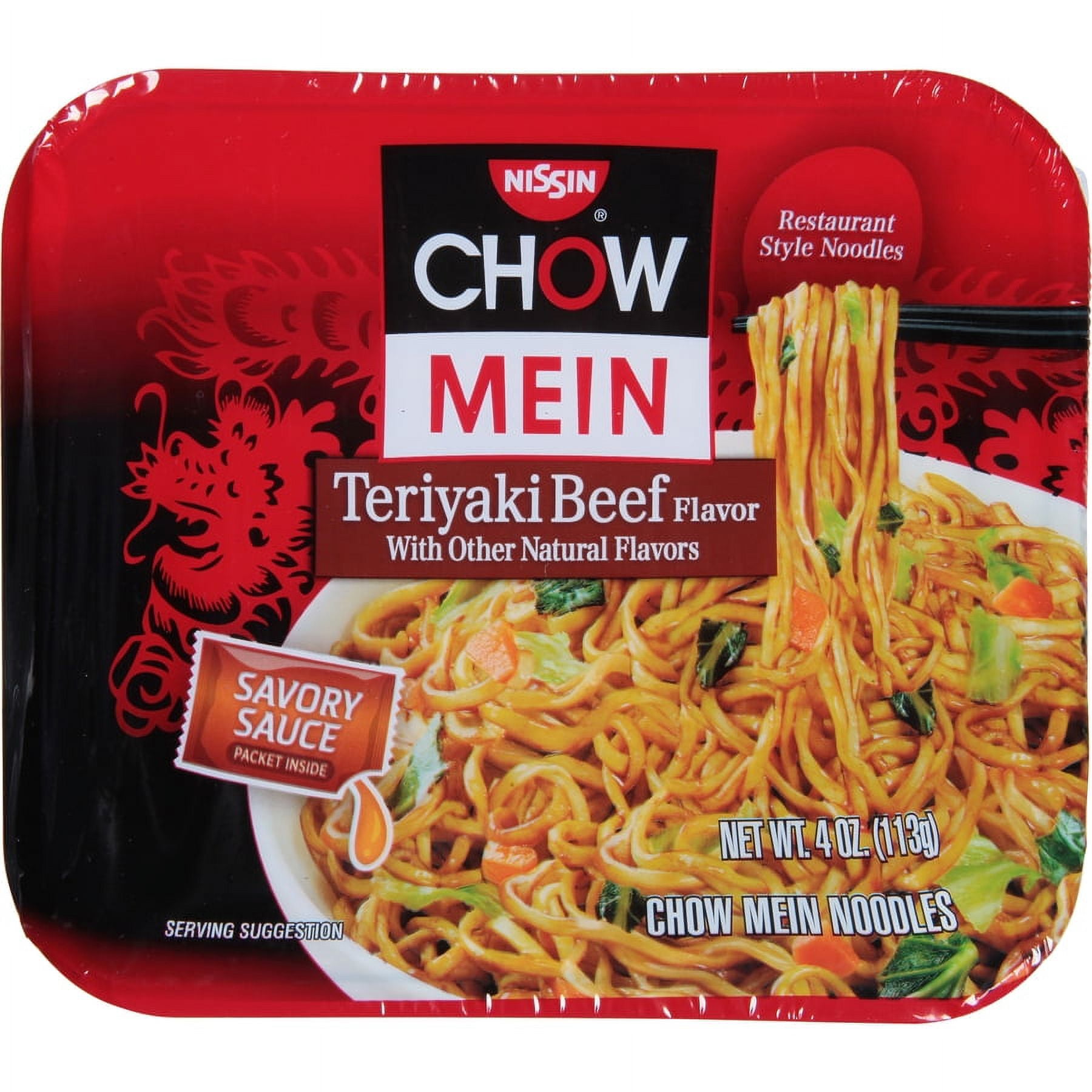 Nissin Teriyaki Beef Flavor Chow Mein Noodles, 4 oz