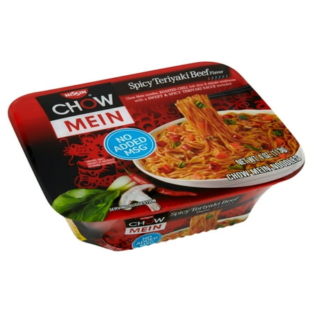 Nissin Teriyaki Spicy Beef Flavor Chow Mein Noodles, 4 oz, Pack of 3