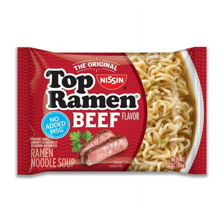 Nissin Top Ramen Beef Flavor Ramen Soup, 3 Oz (Pack of 5)