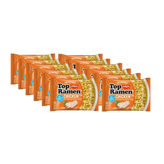 Nissin Top Ramen Chicken Flavor Noodle Soup, New Food 12Pk./3 oz.