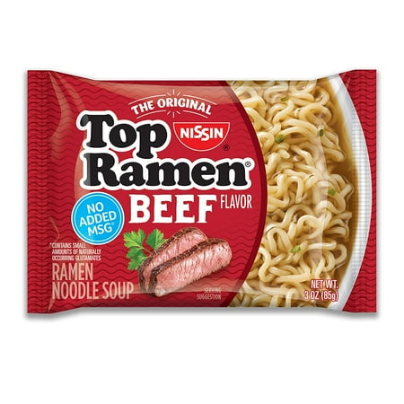 Nissin Top Ramen Noodle Soup, Beef, 3 Ounce Quantity of 24