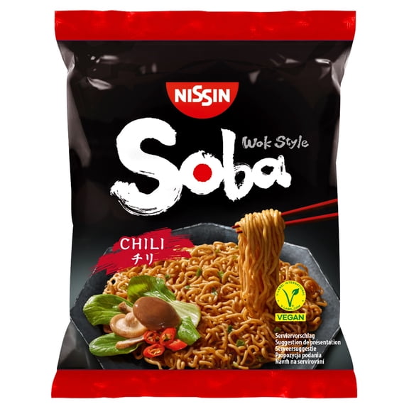 Nissin Wok Style Soba Noodles - Chili 111g, Imported from Britain