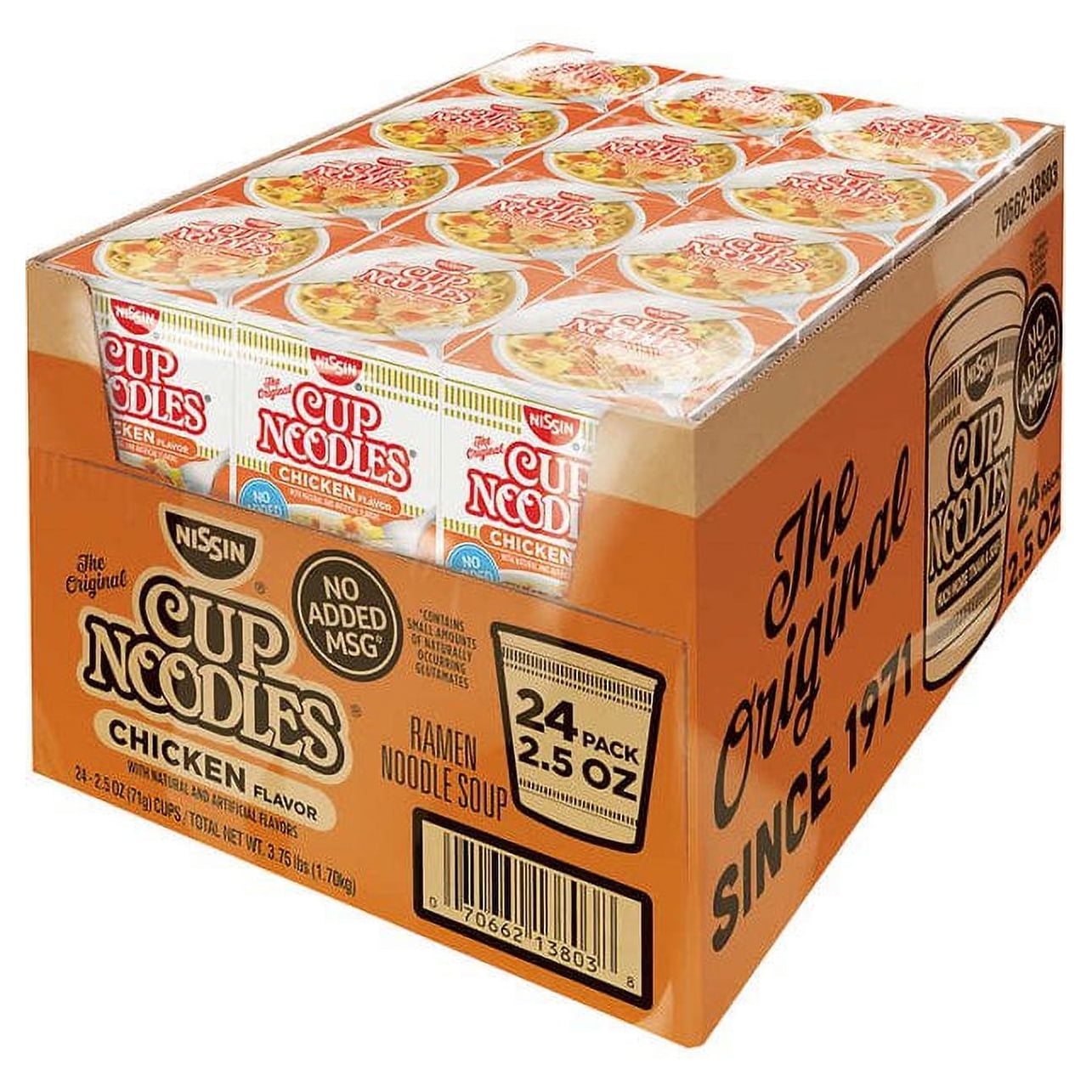 Nissin Cup Noodles Flavored Soup, Chicken, 2.5 oz, 24 ct