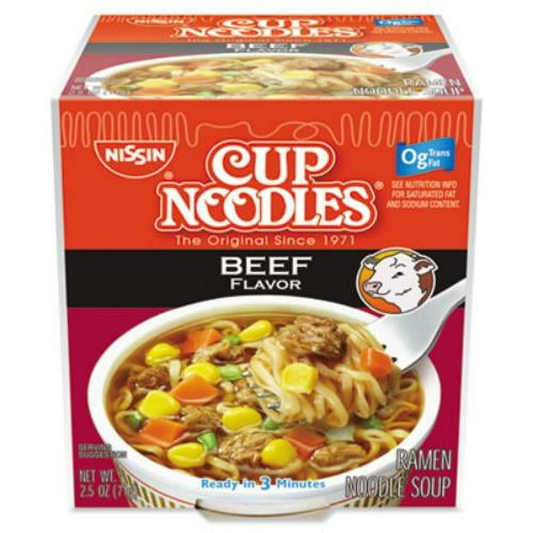 Nissin Cup Noodles Beef Flavor Ramen Noodle Soup, 2.25 oz - Baker's