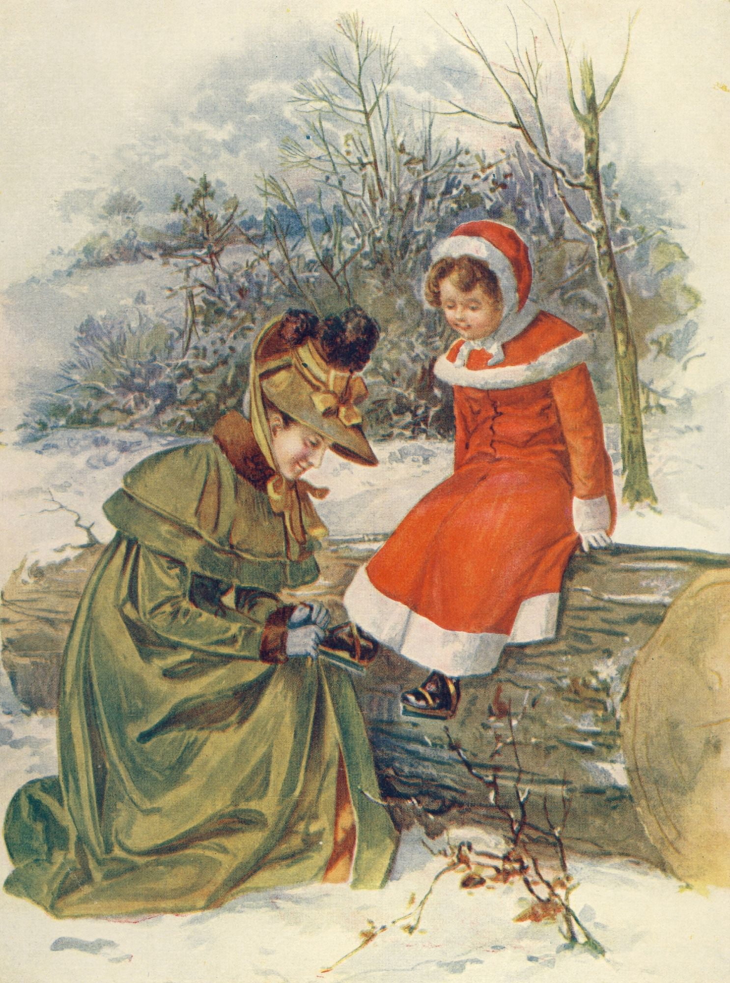 Nisters Holiday Annual 1897 Santa girl Canvas Art - Unknown (18 x 24)