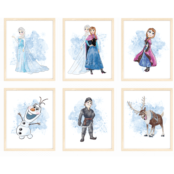 Nistio Frozen Wall Decor, Frozen Wall Art for Girls Bedroom, Frozen Prints, Elsa and Anna Posters, Unframed, Set of 6 Prints, 8x10
