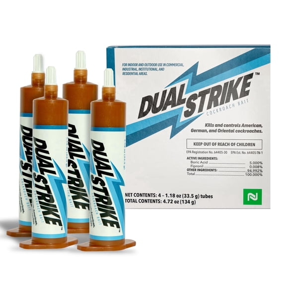 Nisus Dual Strike Cockroach Bait Gel, Kills Roaches Fast with Boric Acid and Fipronil, Long-Lasting Indoor and Outdoor Pest Control Use