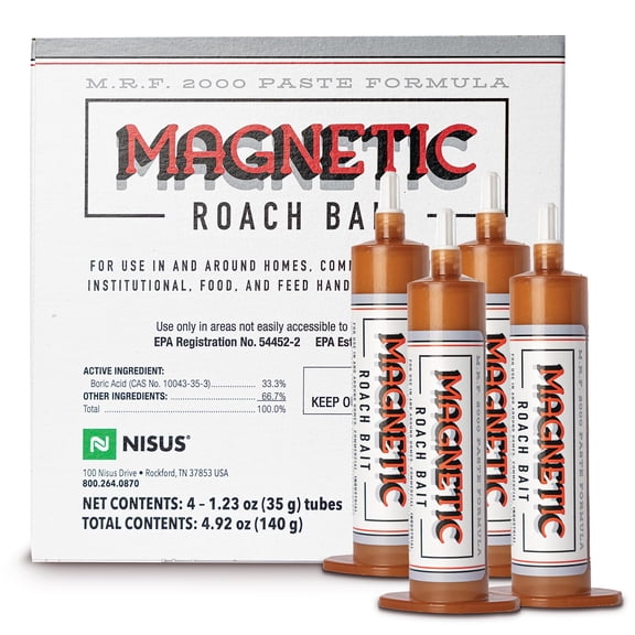 Nisus Magnetic Roach Bait Paste Formula, Boric Acid Cockroach Control, Long-Lasting, Food Grade Ingredients, 140 Grams