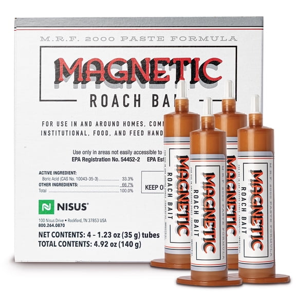 Nisus Magnetic Roach Bait Paste Formula, Boric Acid Cockroach Control, Long-Lasting, Food Grade Ingredients, 140 Grams