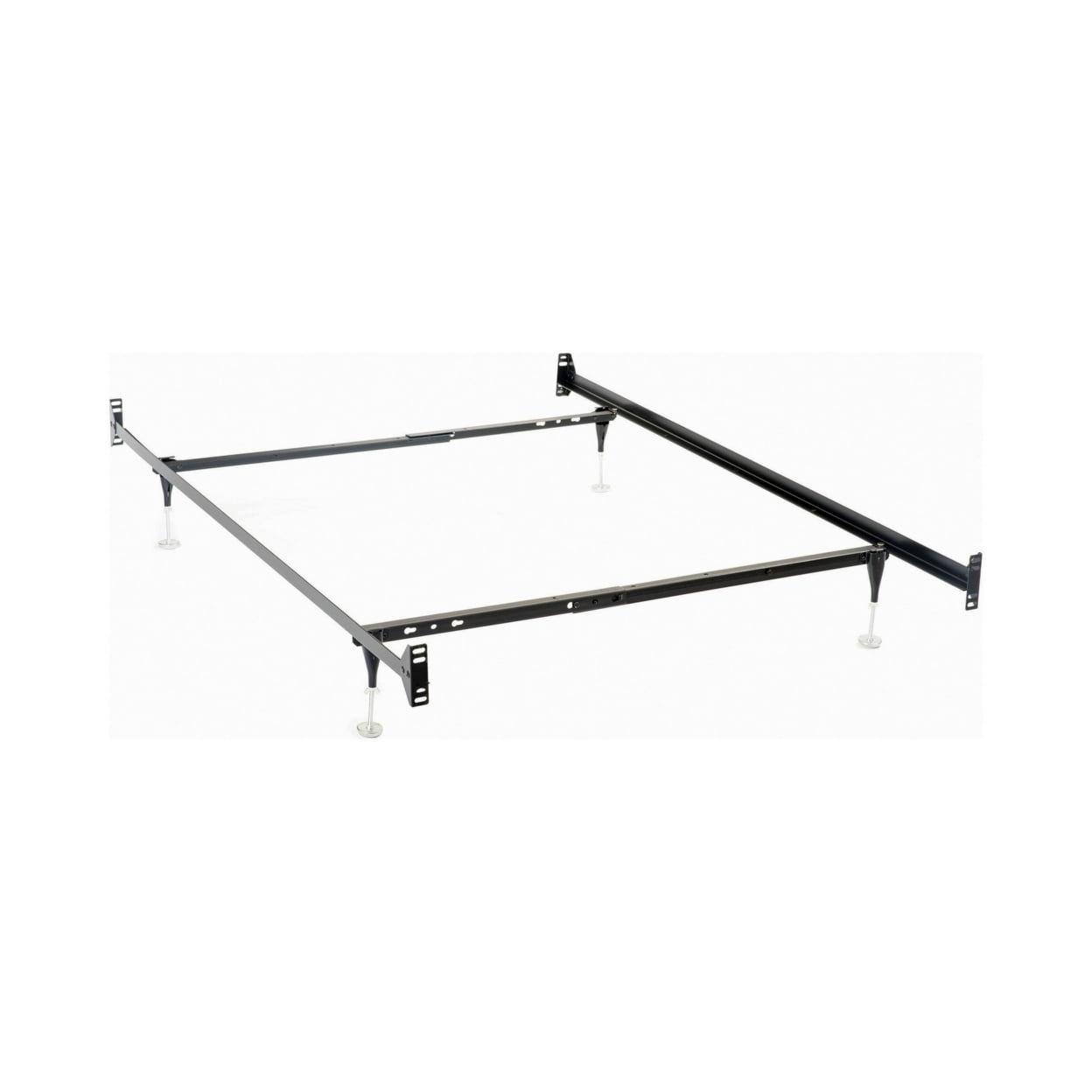 Nit Multisize Bed Frame, Twin or Full, 4 Legs with Glides, Black Metal
