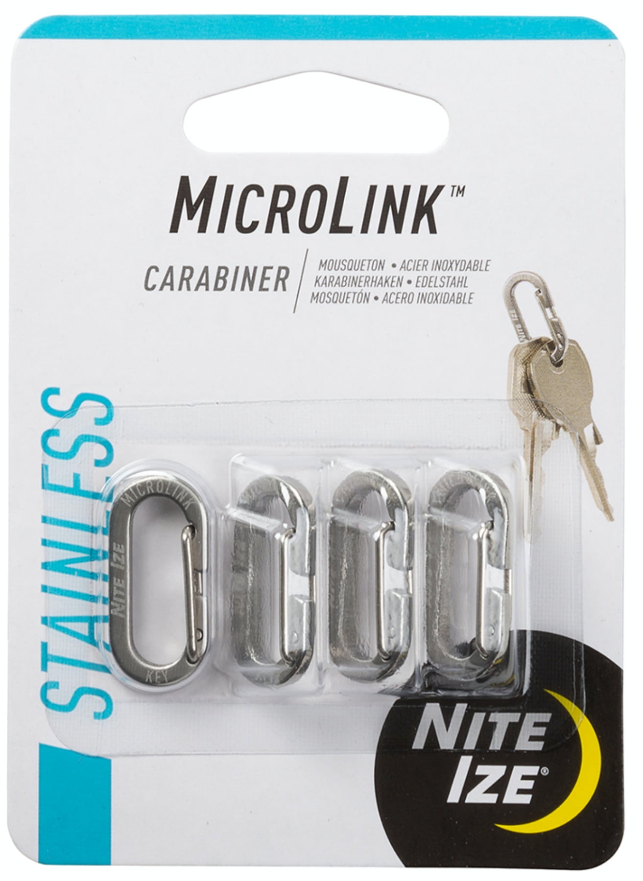 Nite Ize MicroLink Pet Tag Carabiner, Stainless Steel Cat and Dog