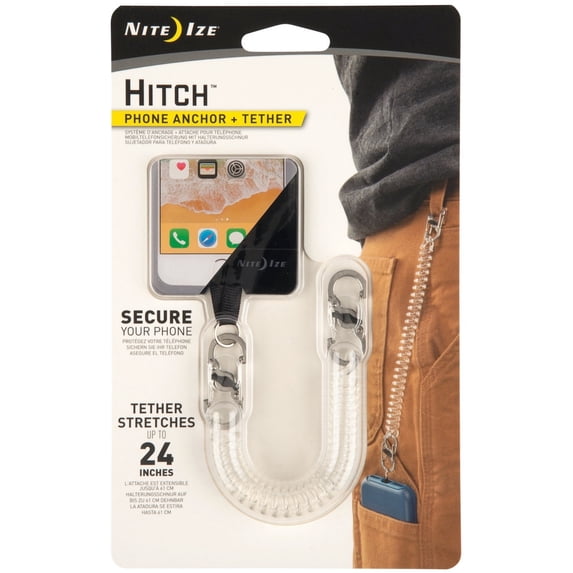 Nite Ize Hitch Phone Anchor + Tether - Clear Tether/Stainless MicroLock S-Biner