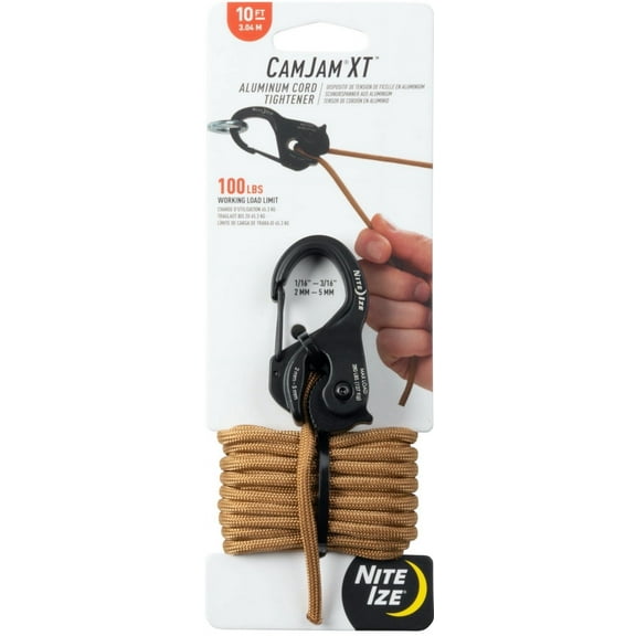 Nite Ize CamJam XT Aluminum Cord Tightener w/ 10' Paracord - Coyote