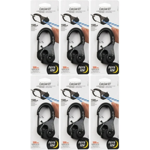 Nite Ize CamJam XT Aluminum Rope Tightener, Large - 500 lb Load Limit (6-Pack)