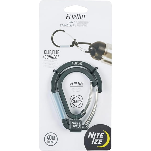 Nite Ize FlipOut Dual Carabiner 360-Degree Swivel 40-lb Working Load