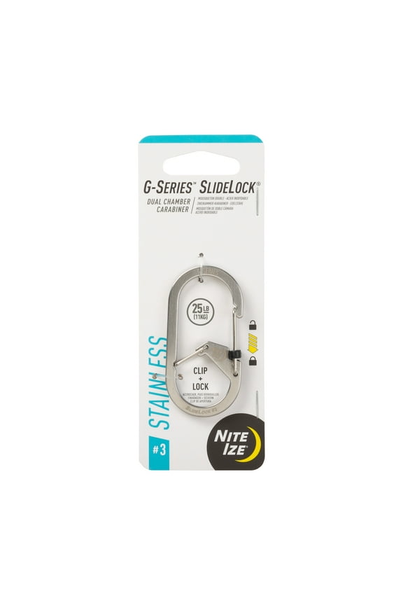 G-Series® SlideLock® #3 Dual Chamber Carabiner - Stainless Steel