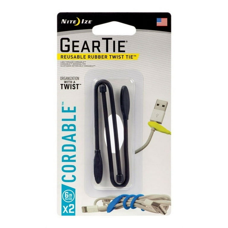 Nite Ize Gear Tie Mountable attache-câble adhésif 7,6x6,2 mm noir