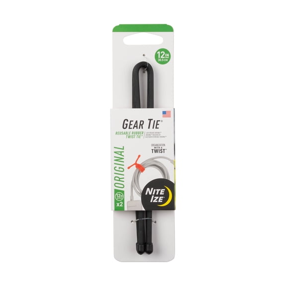 Nite Ize Gear Tie 12-Inch Reusable Rubber Twist Tie 2-Pack for Securing and Organizing
