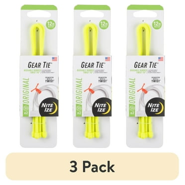 (3 pack) Nite Ize Gear Tie® Reusable Rubber Twist Tie™ 12 in. - 2 Pack - Neon Yellow