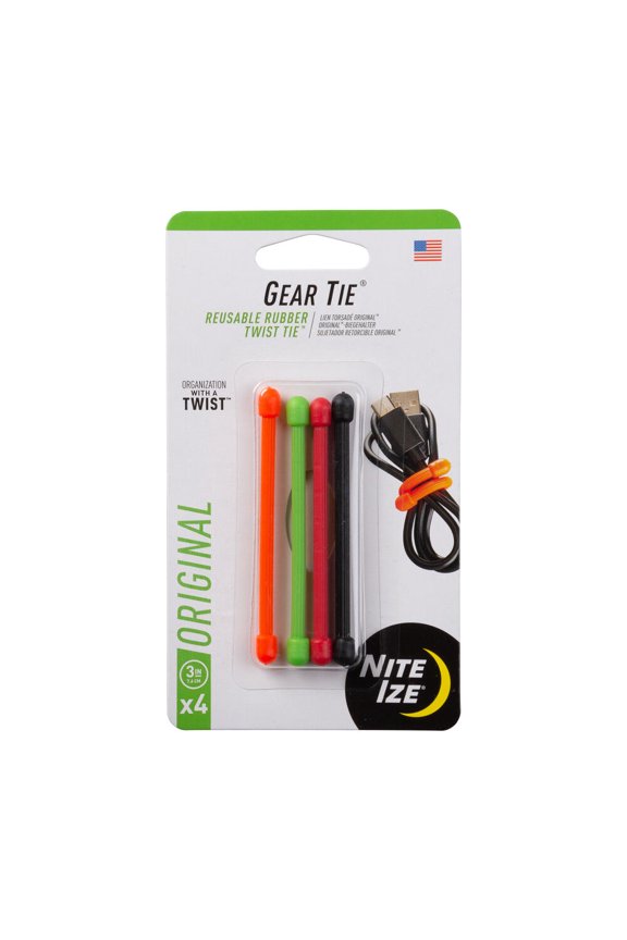 Nite Ize Gear Tie Reusable Rubber Twist Tie 3 in. - 4 Pack - Assorted