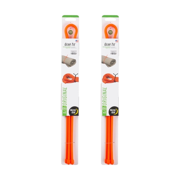 Nite Ize Gear Tie Reusable Rubber Twist Tie - Bendable Rubber Ties for Indoor & Outdoor Use - Reusable Multipurpose Twist Ties for Organizing & More - 32", Bright Orange (2 Pack)