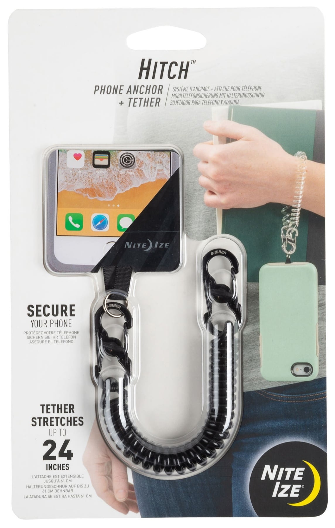 Nite Ize Hitch Phone Anchor + Tether - Black/Black