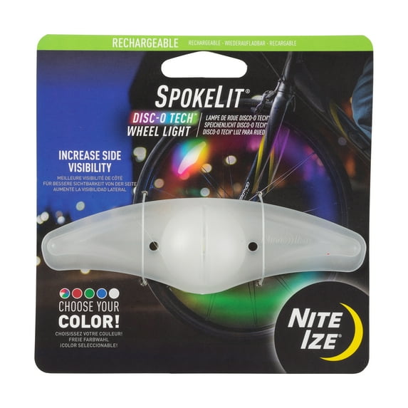 Nite Ize, Inc. SKL2SR-07S-R6 Nite IZE SpokeLit Rechargeable Changing or Choose-Your Color Bicycle Wheel Lights, and Cyclists, Disc-O Tech Single