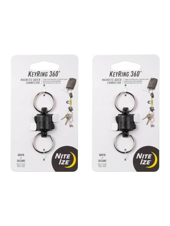 KeyRing 360 Magnetic Quick Connector - Lightweight Key Holder for Key Organization - Magnetic Connector with Split Rings - Secure Key Attachment & Quick Key Separation - 2 Pack