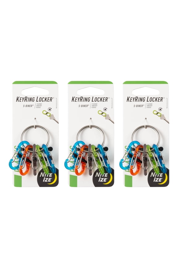 KeyRing Locker S-Biner Plastic - Key Organizer Carabiner Clips - Keychain Accessories with Key Ring - Small Carabiners with Twist Lock for Keys - 3 Pack