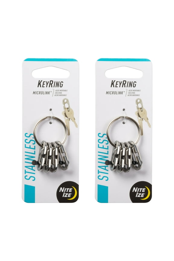 KeyRing MicroLink - Keychain Ring with Small Carabiners - Key Holder & Organizer Accessories - Heavy-Duty & Stainless Steel S-Biner Key Clips with Key Ring - 2 Pack