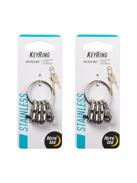 KeyRing MicroLink - Keychain Ring with Small Carabiners - Key Holder & Organizer Accessories - Heavy-Duty & Stainless Steel S-Biner Key Clips with Key Ring - 2 Pack