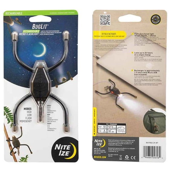 Nite Ize BugLit Rechargeable Micro LED Flashlight Indoor Outdoor Use Coyote