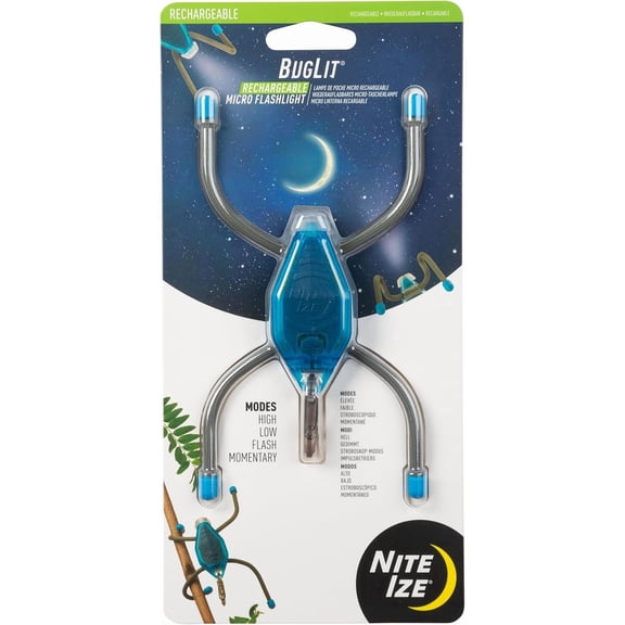Nite Ize NIT-BGTR02-38-R7 12 Lumen 2020N BugLit Rechargeable Micro Flashlight - Bright Blue