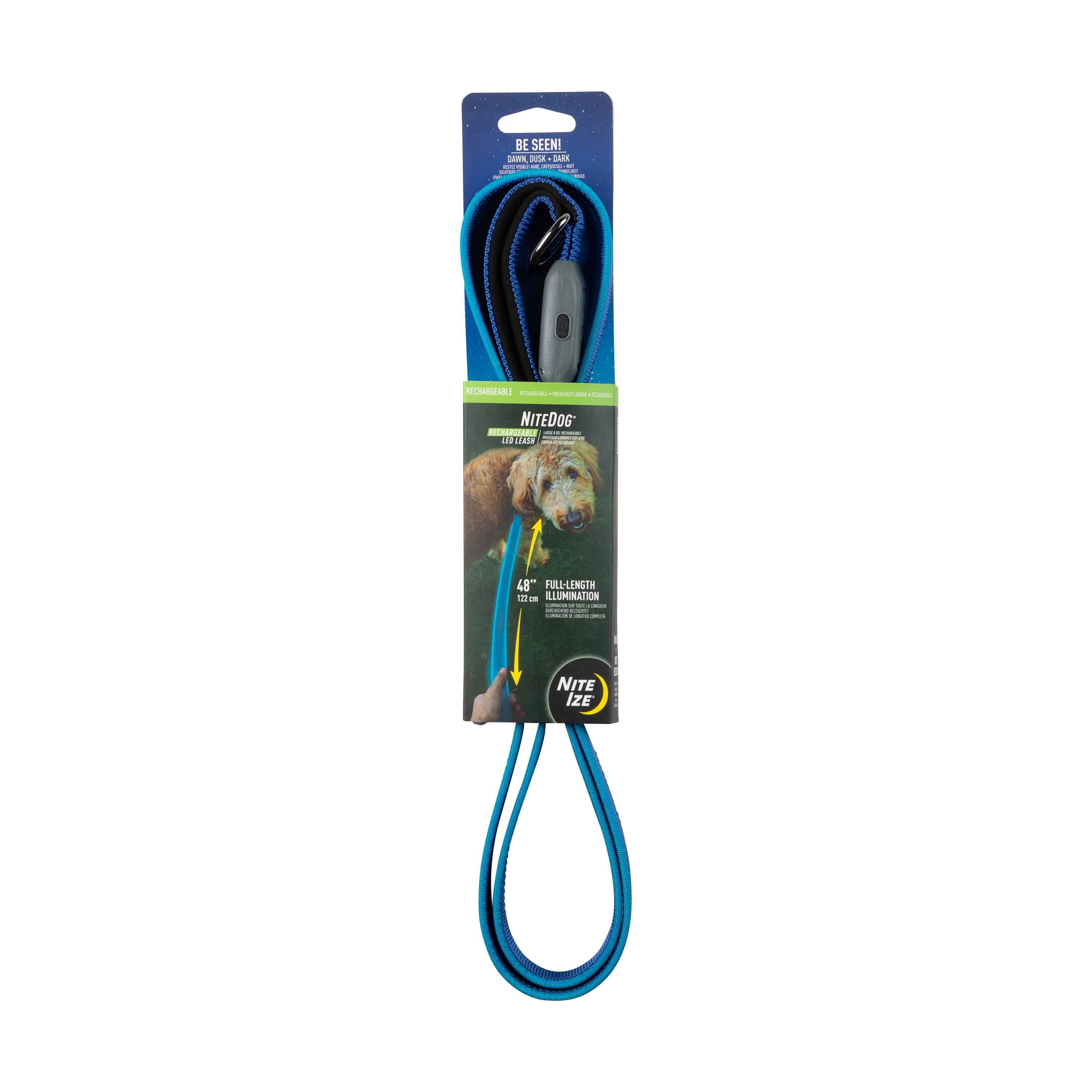 Nite Ize NIT-NDLR-03-R3 5 ft. 2020N NiteDog Rechargeable LED Leash, Blue LED