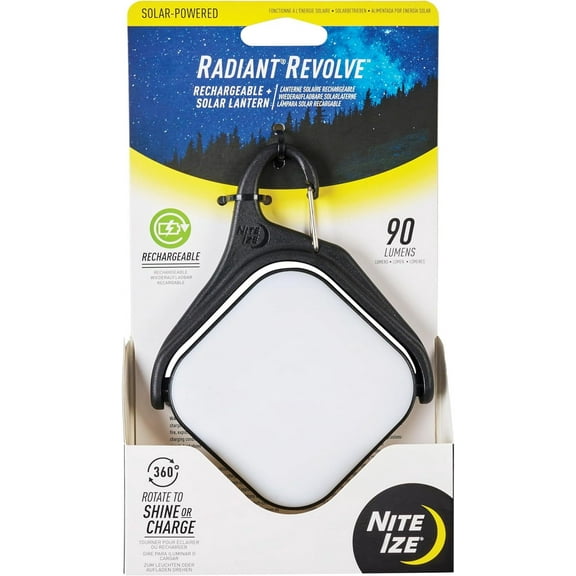 Nite Ize Radiant Revolve Rechargeable and Solar-Powered Lantern 90-Lumens