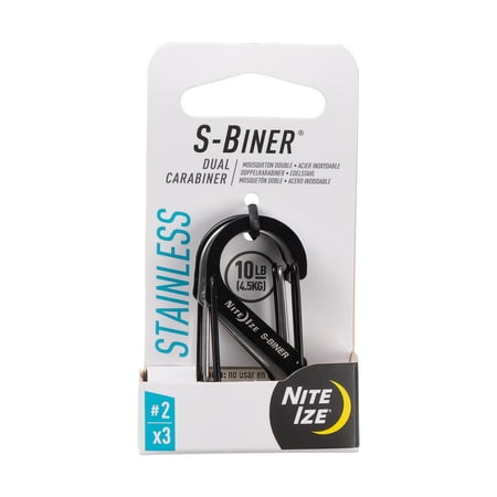 Nite Ize S-Biner Dual Carabiner #2 - 3 Pack - Stainless Steel and Black