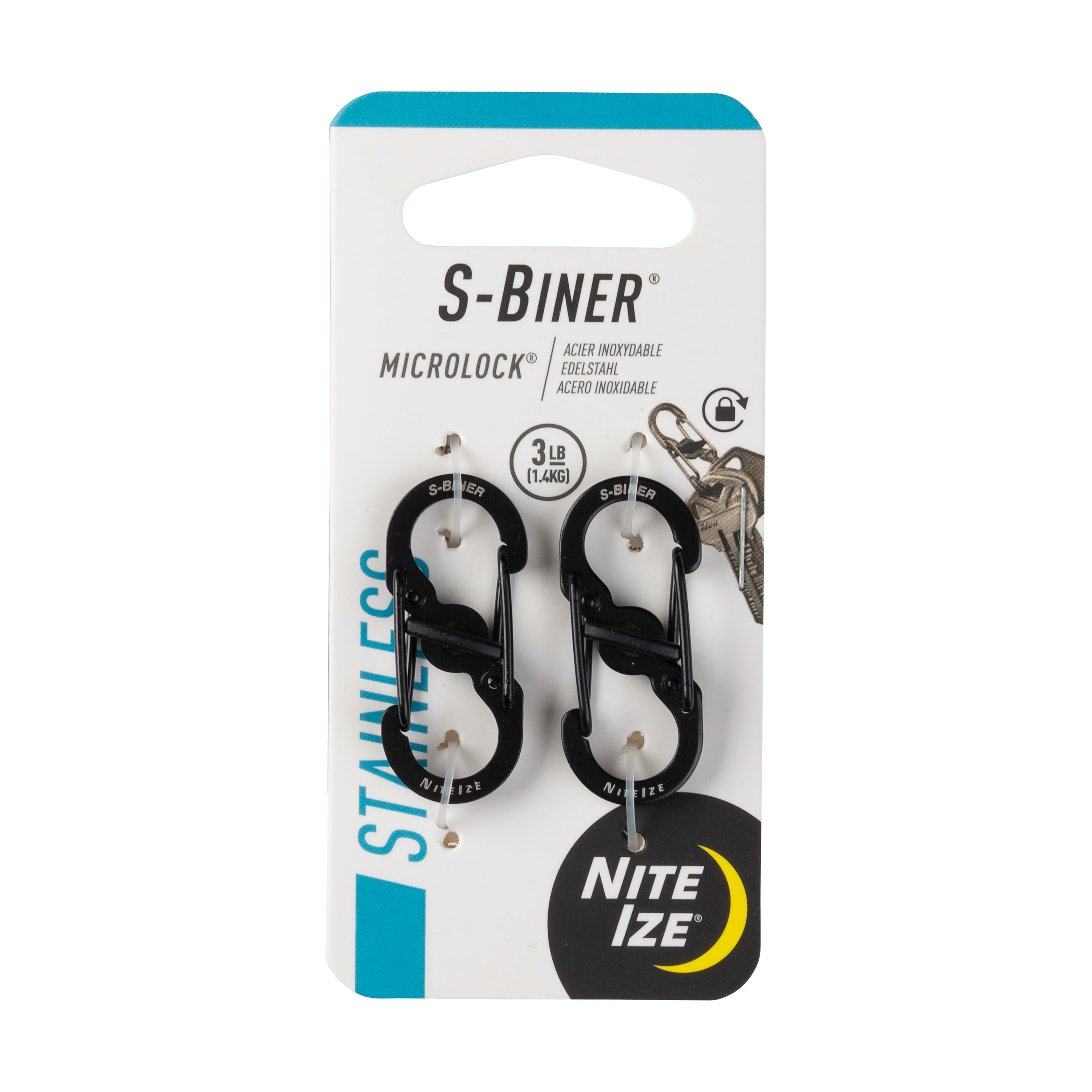 Nite Ize S-Biner MicroLock Stainless Steel - 2 Pack - Black