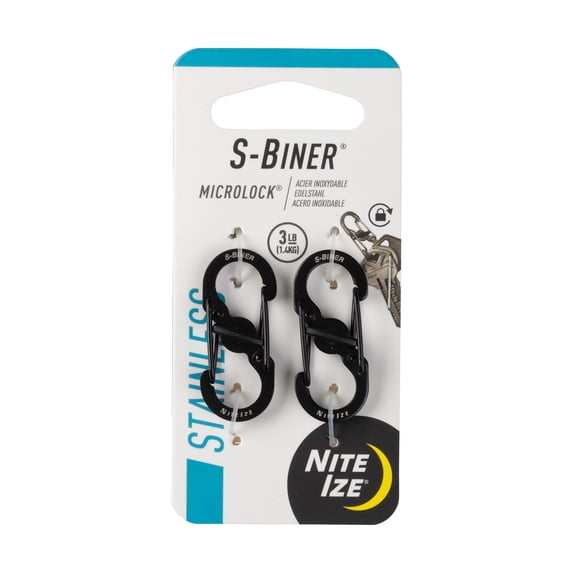 Nite Ize S-Biner MicroLock Stainless Steel Carabiner - 2 pack - Black