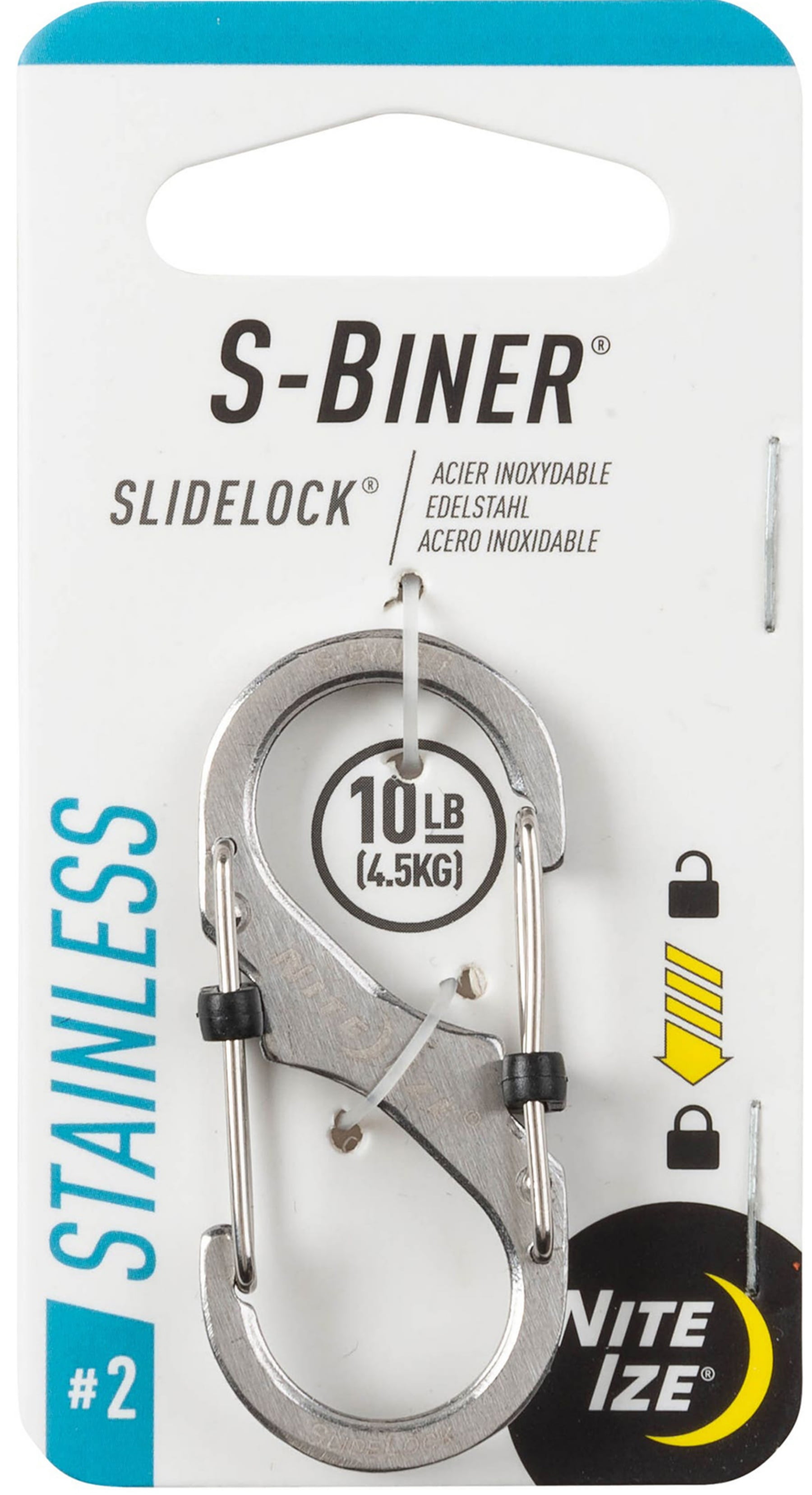 Nite Ize Lsb2-11-R3 S-Biner Slidelock Dual Locking Carabiner, Size #2, Stainless