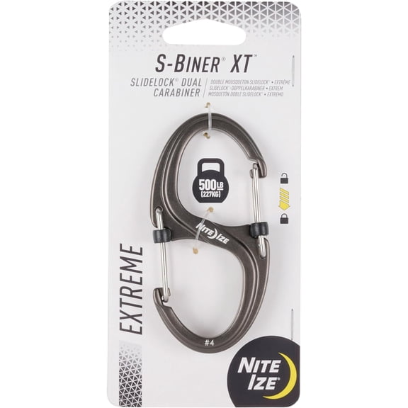 Nite Ize S-Biner XT SlideLock Dual Carabiner Grey 500-lb Limit