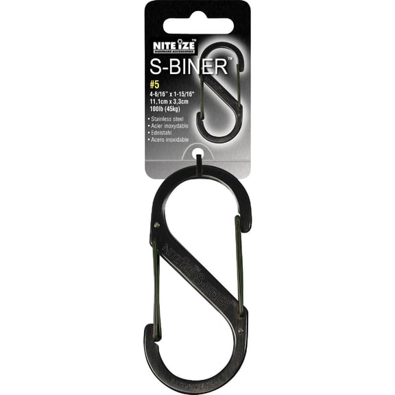 Nite Ize Size-4 S-Biner Dual Carabiner, Stainless-Steel, Black