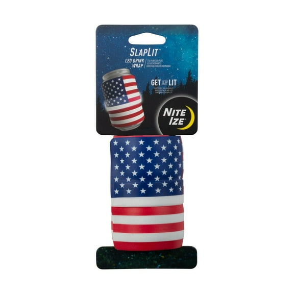 Nite Ize SlapLit LED Drink Wrap Light Up Can Cooler and Bottle Holder - US Flag