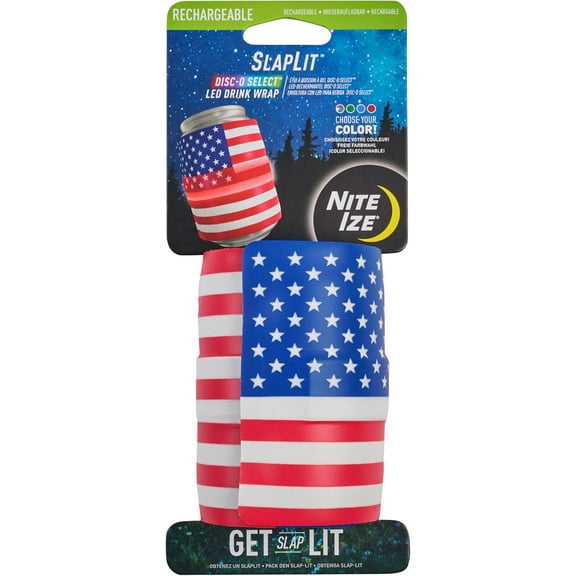 Nite Ize SlapLit Rechargeable Patriotic LED Drink Wrap Disc-O Select Color