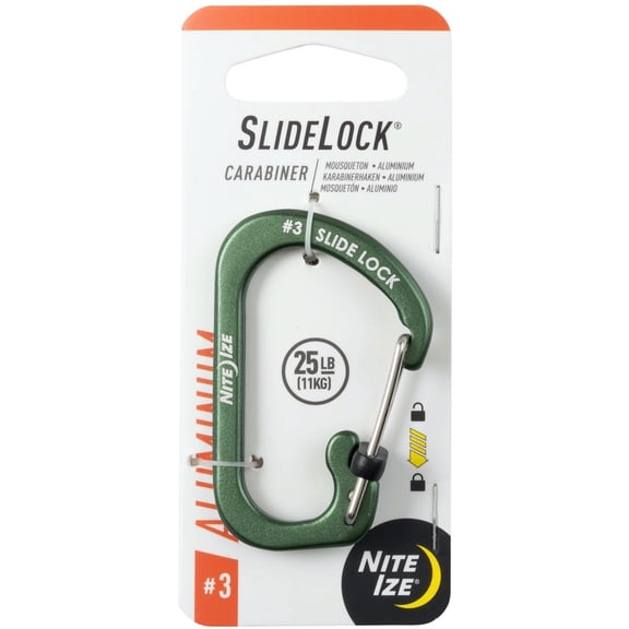 Nite Ize SlideLock Aluminum Carabiner #3 - Olive