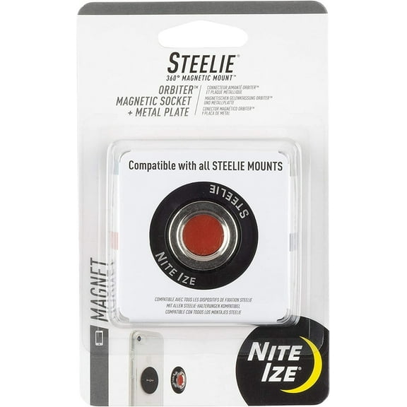Nite Ize Smartphones Steelie Orbiter Magnetic Socket and Metal Plate, black, one size (STO-01-R7)