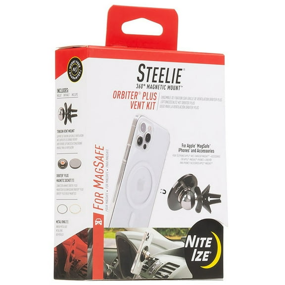 Nite Ize Steelie Orbiter Plus Vent Kit, Compatable With MagSafe Car Mount for iPhone 12, 13, Pro Max, Mini