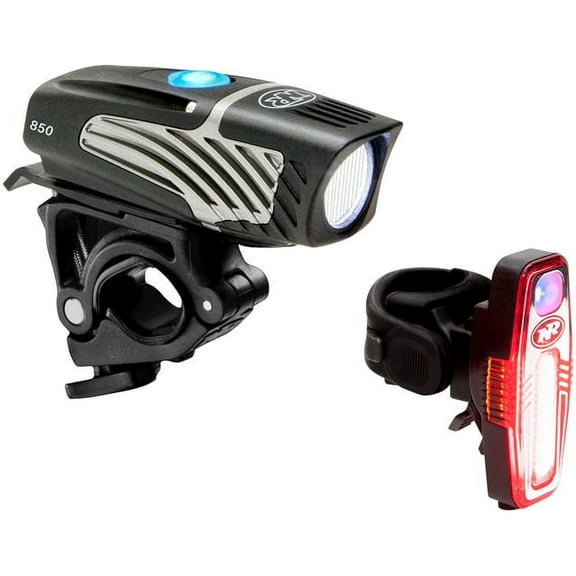 NiteRider Lumina Micro 850 Front Bike Light Sabre 80 Rear Bike Light Combo Pack- LED USB Rechargeable Bicycle Headlight Water Resistant Mountain Road City Commuting Cycling Safety Flashlight, Bla